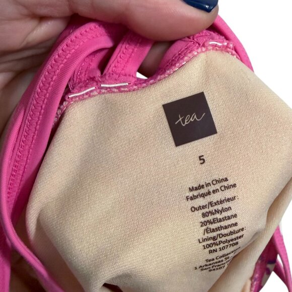 Tea Collection One Piece Pink Purple Floral Bathing Suit Size 5 - Picture 3 of 3